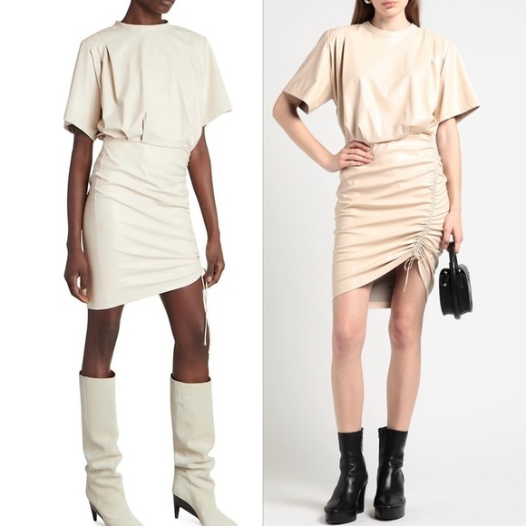 MARANT Etoile Balesi Short Sleeve Mini Dress Chalk - Picture 11 of 11